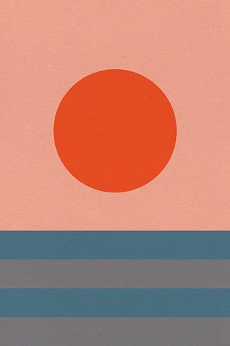 Zon, maan, oceaan. Ikigai. Abstracte minimalistische Zen kunst VII