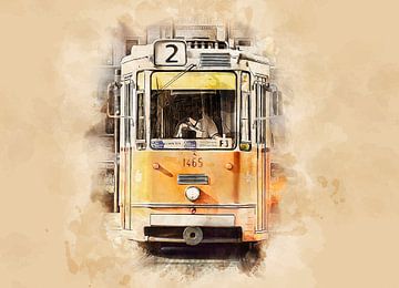 Historische tram in Boedapest van Peter Roder