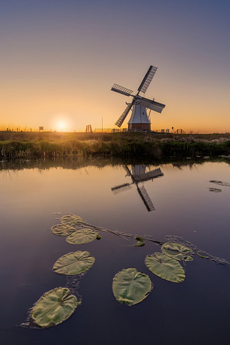 Glimmen – Weiße Mühle mit Spiegelung