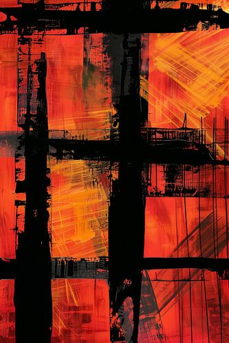 Geometrische vormen in rood en oranje