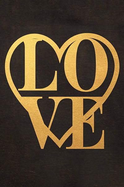 Goldene Liebe Typografie Kunst von Art & Soul Creations