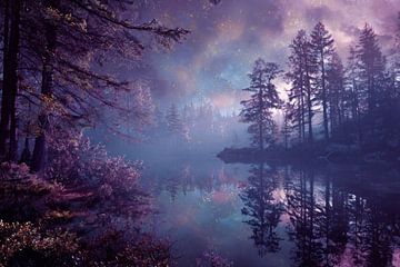 Whispering Forest under a Starry Sky by Femea Stille Landschappen