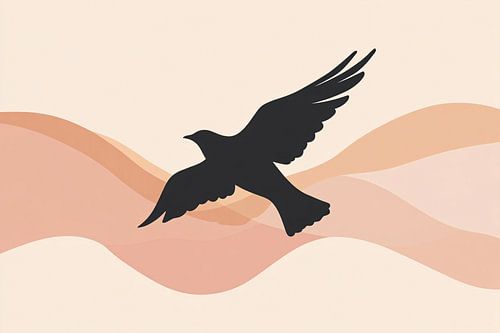 Vliegende vogel silhouet kunst