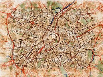 Kaart van Brussel in de stijl 'Serene Summer' van Maporia