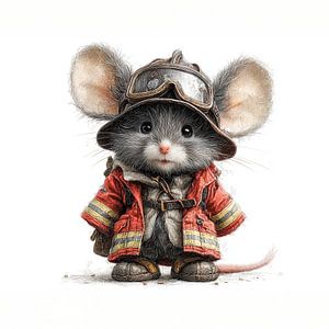 muis verkleed als brandweerman kinderkamer decoratie