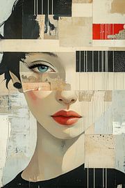 Women's portrait | Blue Eye, Red Secret by Eye catching paintings