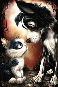 Hund - Katze - Cartoon