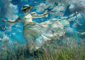 Dansende Vrouw | Ethereal Waltz van Abstract Schilderij