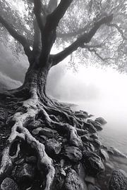 Old tree with visible roots by Art & Soul Creations