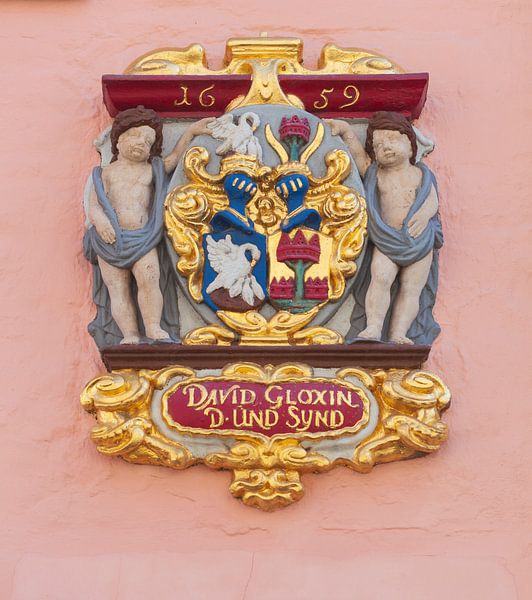 Coat of arms on the Gloxinstift, Old Town, Lübeck, by Torsten Krüger