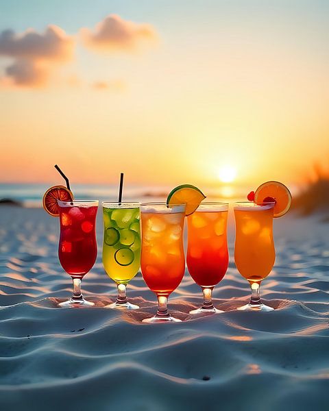 Strandcocktails bij zonsondergang van Jean Pierre