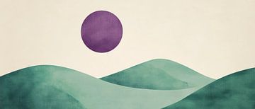 Harmonische Hügel unter lilafarbenem Himmel von Poster Art Shop