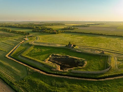 Schokland voormalig eiland in de Zuiderzee in Flevoland van bovenaf