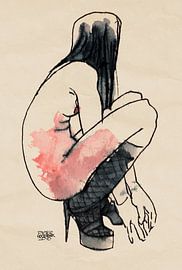 Model/ naakt gehurkt