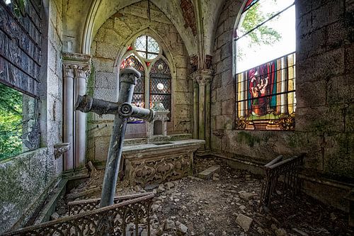 vervallen kapel in Frankrijk.