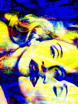 Madonna Truth or Dare Abstrakt Gelb / Blau von Art By Dominic
