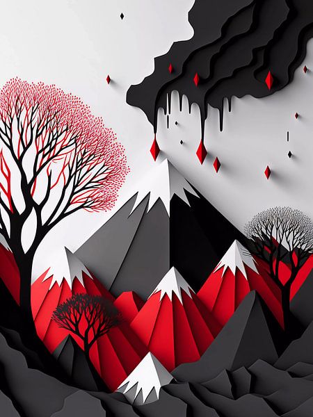 3D art with trees and mountains by haroulita