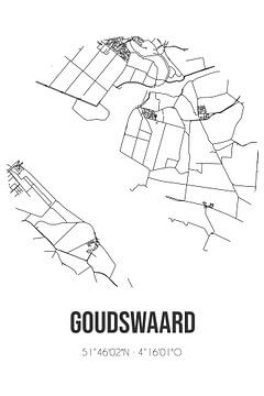 Goudswaard (Zuid-Holland) | Landkaart | Zwart-wit van Rezona