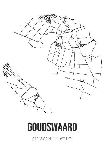 Goudswaard (Zuid-Holland) | Map | Black and white by Prints of Place