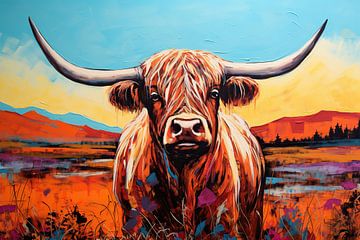 L'élégance des contrastes : le majestueux Highland Cattle en fusion urbaine sur Peter Balan