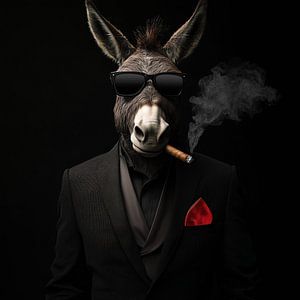 Donkey with a cigar and sunglasses