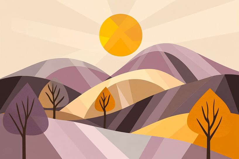 Douces collines dans la lumière dorée par Poster Art Shop