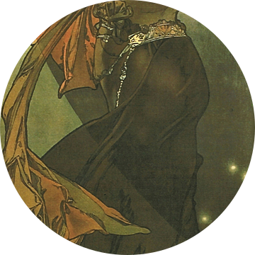 De Maan en de Sterren: De Poolster - Art Nouveau Schilderij Mucha Jugendstil