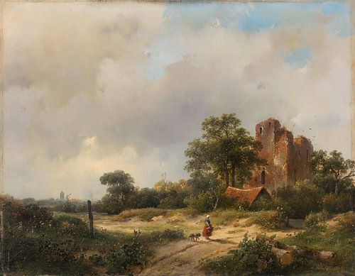 Landschap met de ruïne van kasteel Brederode te Santpoort, Andreas Schelfhout