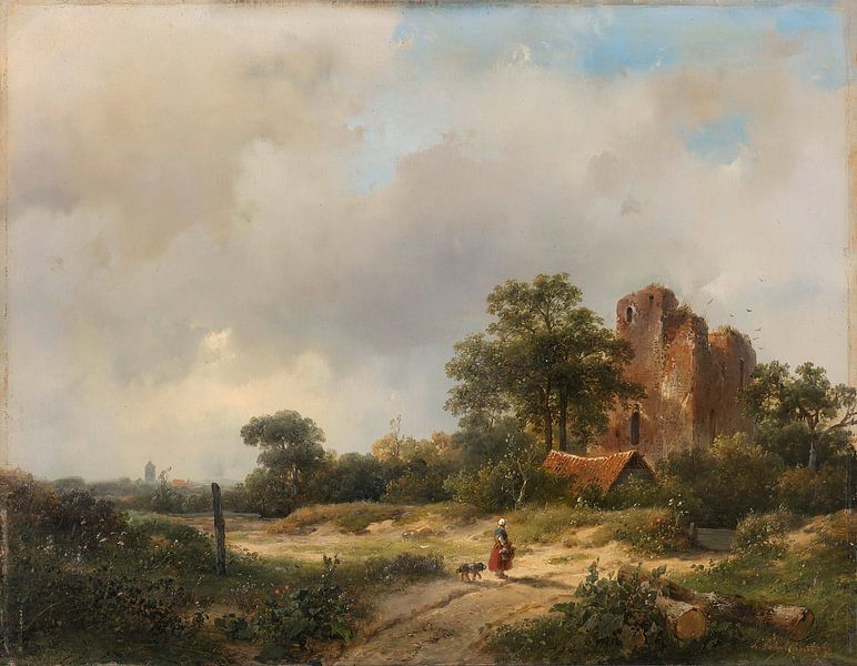 Landschap met de ruïne van kasteel Brederode te Santpoort, Andreas Schelfhout van Meesterlijcke Meesters