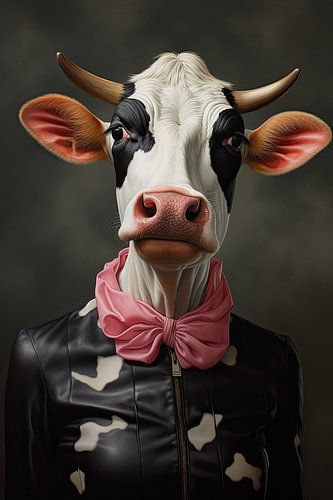 Vache avec veste en imprimé vache sur Wall Wonder