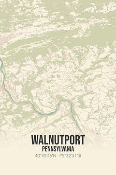 Carte ancienne de Walnutport (Pennsylvanie), USA. sur Rezona