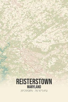 Vintage landkaart van Reisterstown (Maryland), USA. van MijnStadsPoster
