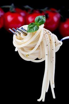 Spaghetti op een vork