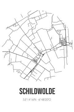 Schildwolde (Groningen) | Karte | Schwarz und Weiß von Rezona