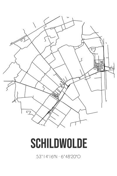 Schildwolde (Groningen) | Map | Black and white by Prints of Place