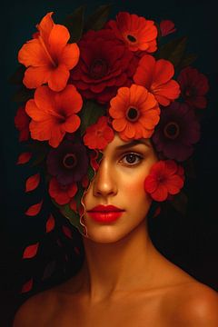 Portret Masker van Flora Gelaat van Vuur van Moonheart Artworks