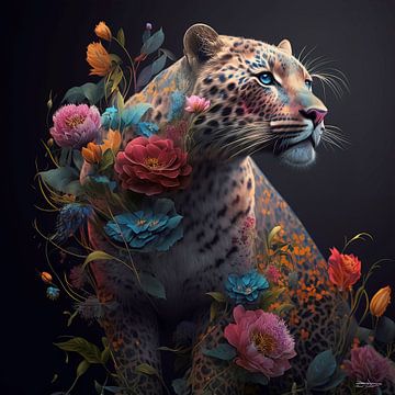 prédateur avec des fleurs sur Gelissen Artworks