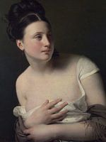 Junges Mädchen wird überrascht und bedeckt ihre Busen, Claude-Marie Dubufe