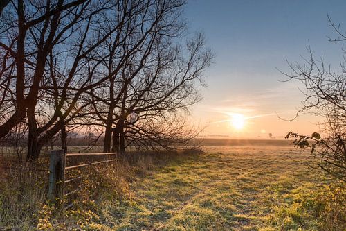 Verlaten erf aan de Gaternissekreek bij Sasput net na zonsopkomst