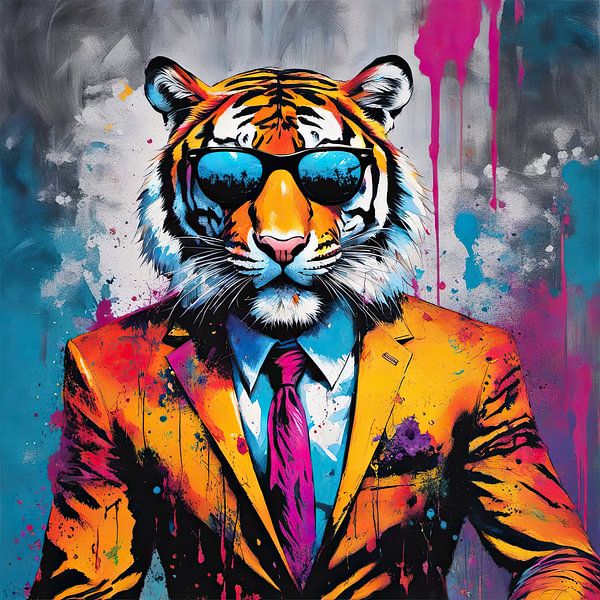 Pop Art Tijger 02.17 van Blikvanger Schilderijen