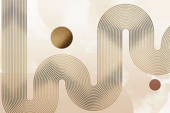 Japandi Gold Modern Abstrakt Geometrisch Organisch