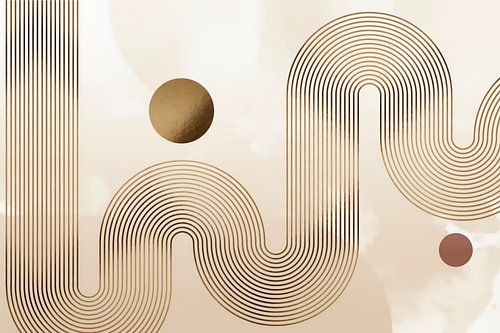 Japandi Goud Modern Abstract Geometrisch Organisch