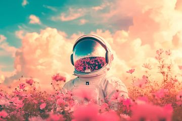 Astronaut in het bloemenveld - droomscenario van Poster Art Shop