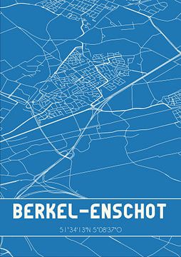 Blauwdruk | Landkaart | Berkel-Enschot (Noord-Brabant) van MijnStadsPoster