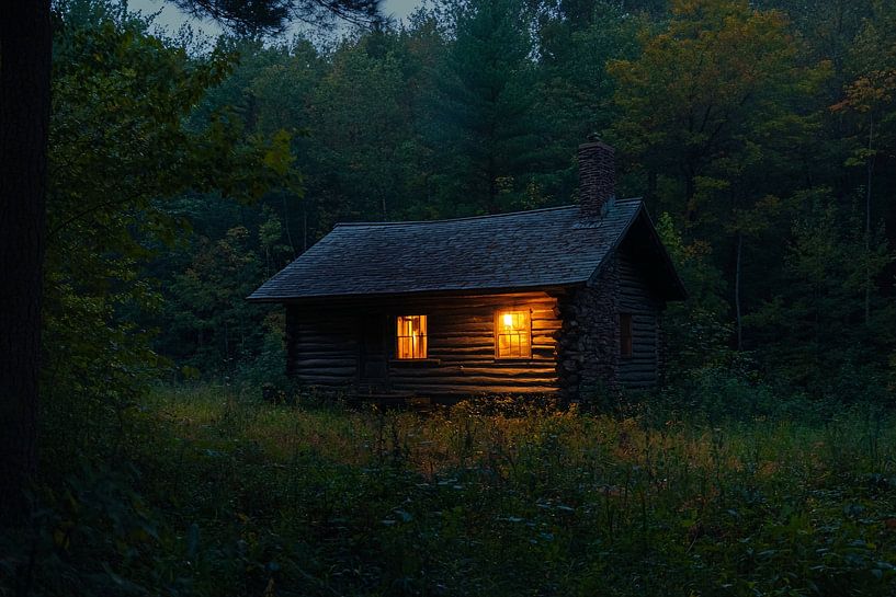 Rustikales Blockhaus im Wald von Art & Soul Creations