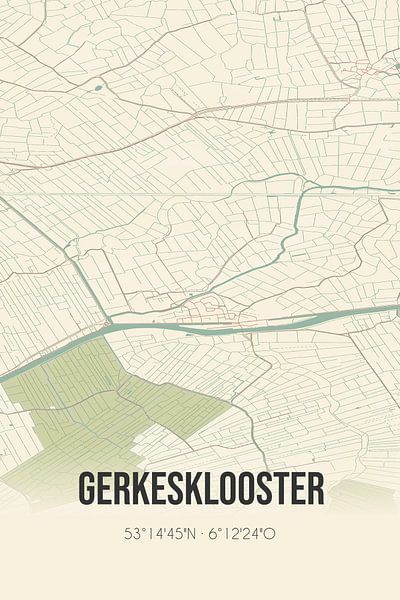 Vintage map of Gerkesklooster (Fryslan) by Prints of Place