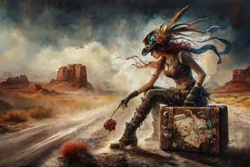 Steampunk dame onderweg van Silvio Schoisswohl