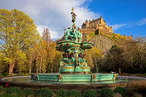 La fontaine Ross et le château d'Édimbourg, Édimbourg, Écosse
