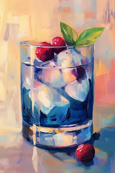 'Happy Hour' Cocktail in Pastels, Blue and Red by Studio Ypie