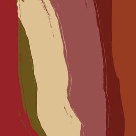 Minimalist abstract painting in warm retro colors by Dina Dankers